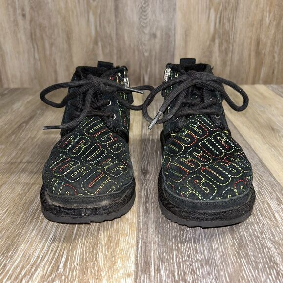 UGG Kids Youth Size 11 Neumel II Boots Shoes LV5 Black Colorful Stitch 1116170T - Picture 3 of 11